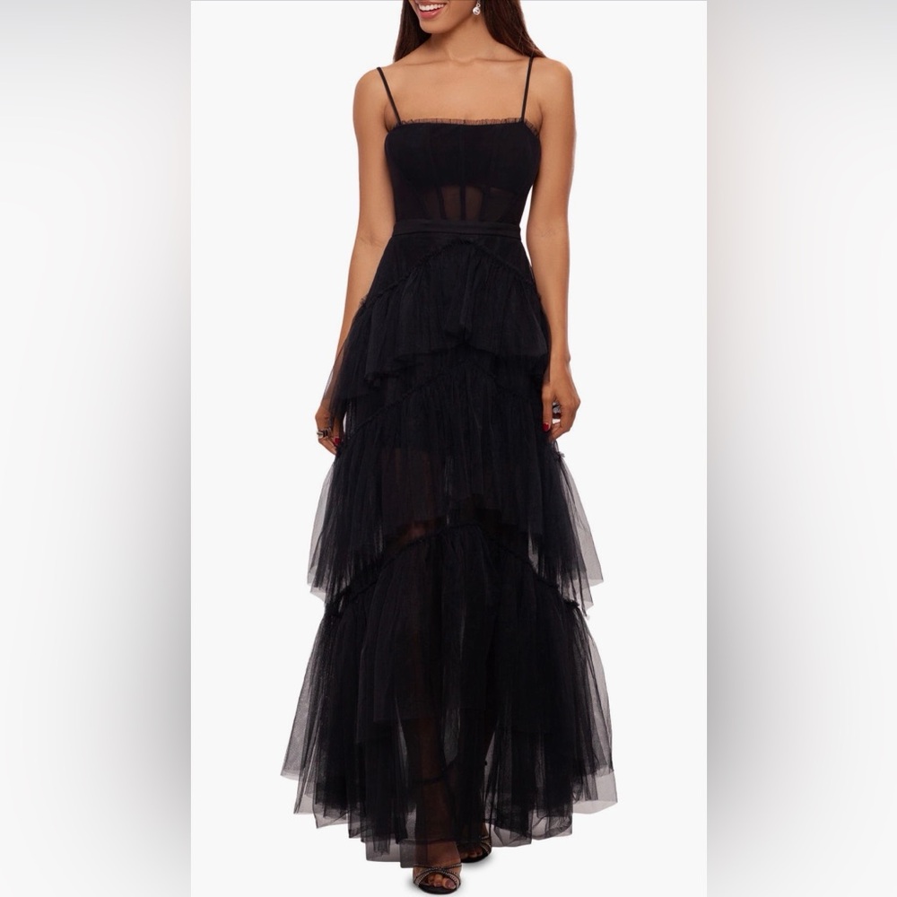 Betsy & Adam Black Tiered Dress